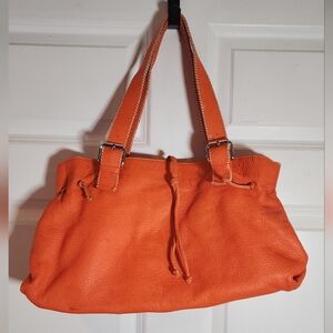 Carla Mancini Orange Leather Snap Closure Shoulder Bag